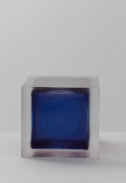 Block (Blue on Brown), 2020 / acrylic / 12 x 12 x 18(h) cm