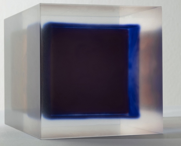 Block (Blue on Brown), 2020 / acrylic / 12 x 12 x 18(h) cm