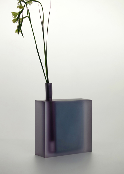 Block (Violet and Ocean Green in Gray) / vase / acrylic / 25 x 5 x 20(h) cm
