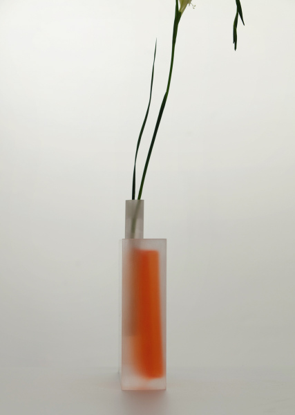 Block (Orange, Antique gray and Ivory) / vase / acrylic / 19 x 5 x 23(h) cm&amp;nbsp;