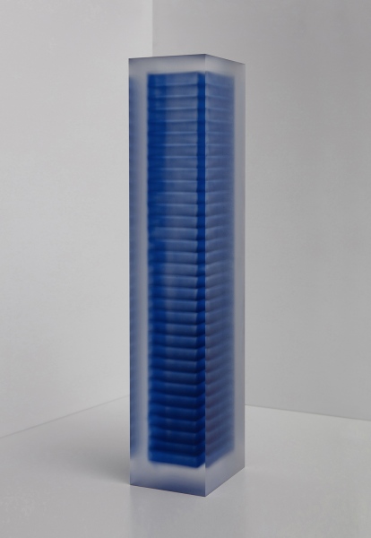 Block (Falling Blue), 2020 / acrylic / 17 x 14 x 72(h) cm